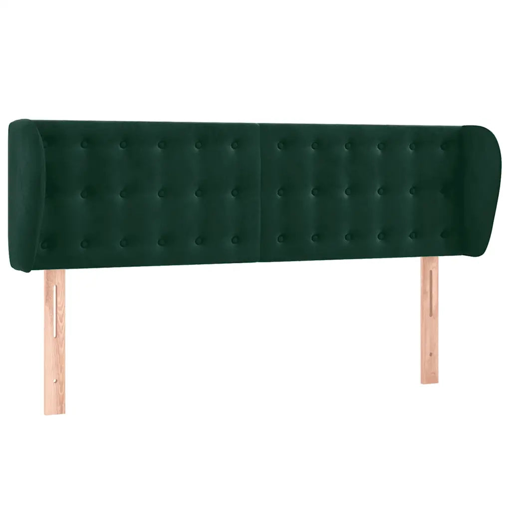 Testiera | Testata ad Orecchio Verde Scuro 147x23x78/88 cm in Velluto