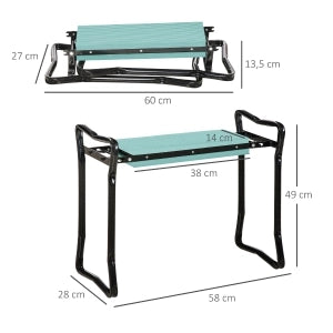 Panca inginocchiatoio pieghevole da giardino in acciaio con cuscino in EVA, portata 150 kg, 58 x 28 x 49 cm