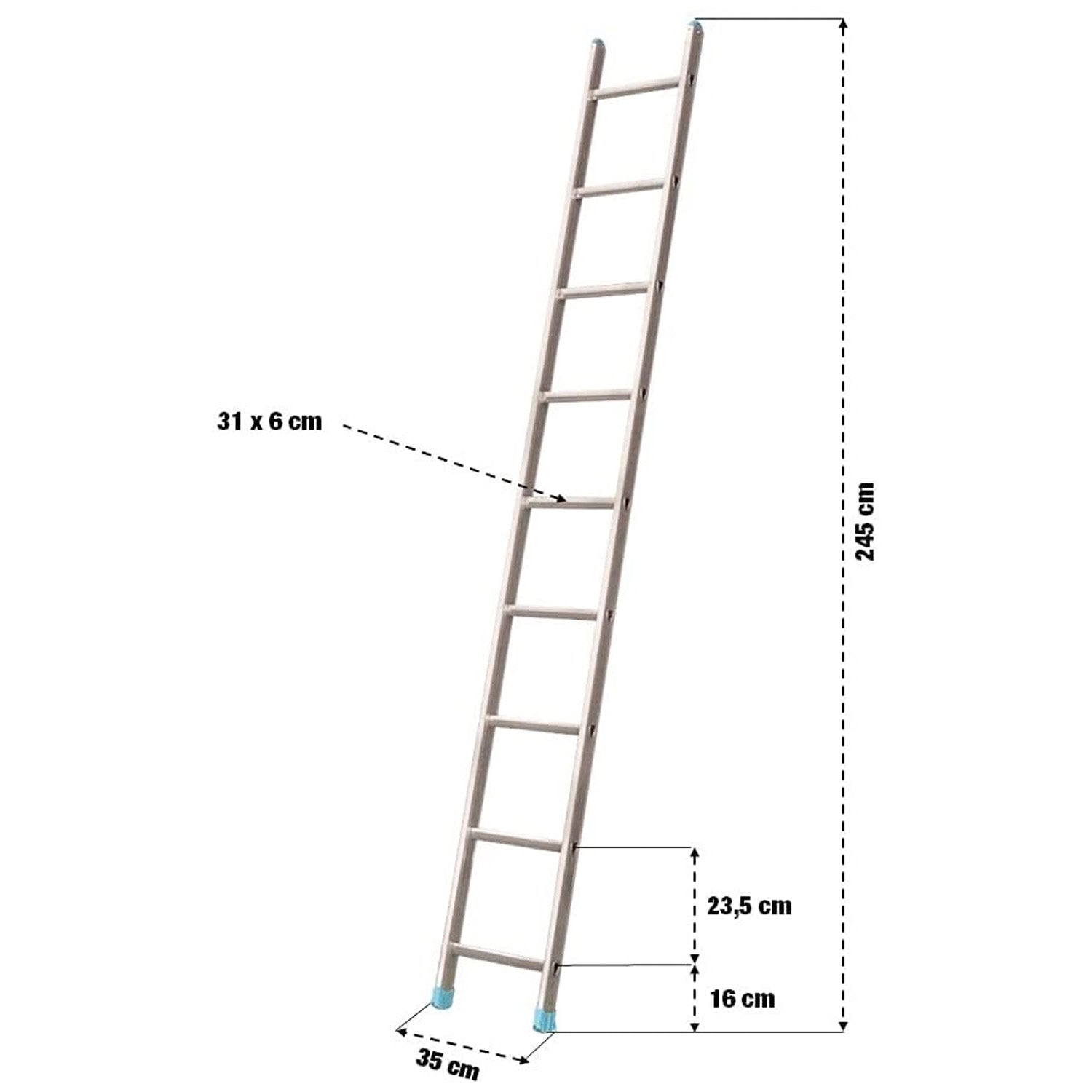SCALA ALLUMINIO STEP UP APPOGGIO 9 GRADINI MT 2,47