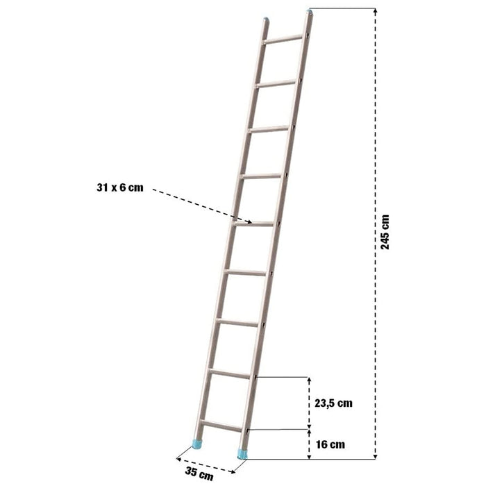 SCALA ALLUMINIO STEP UP APPOGGIO 9 GRADINI MT 2,47