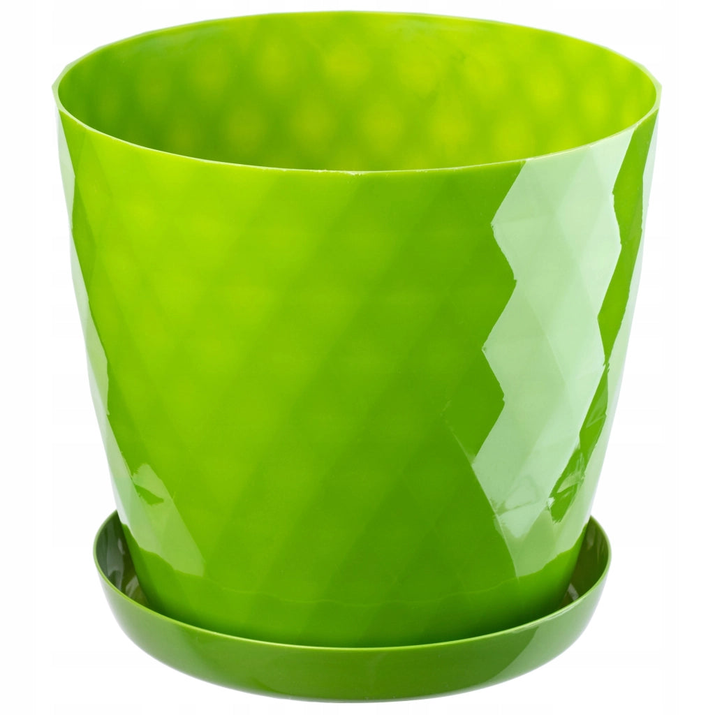 Vaso da fiori in plastica KADAX con supporto e coperchio, 18 cm, verde.