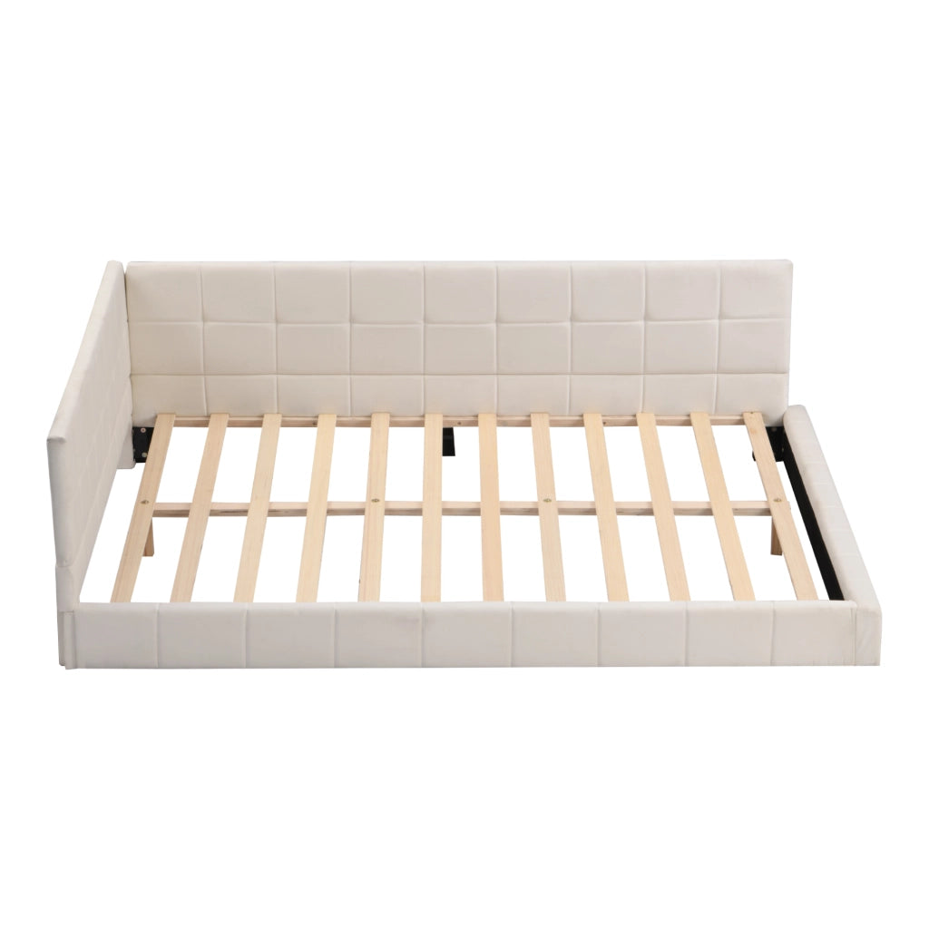 Letto poltrona multifunzione in velluto beige 140x200 cm
