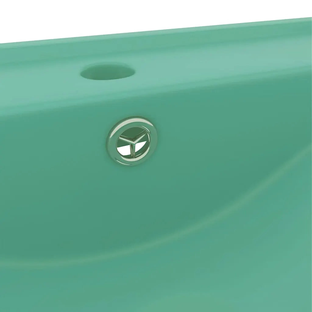 Lavabo con Foro Rubinetto Verde Chiaro Opaco 60x46 cm Ceramica CFW9168722