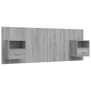 Testiera | Testata Letto con Comodini in Legno Multistrato Grigio Sonoma
