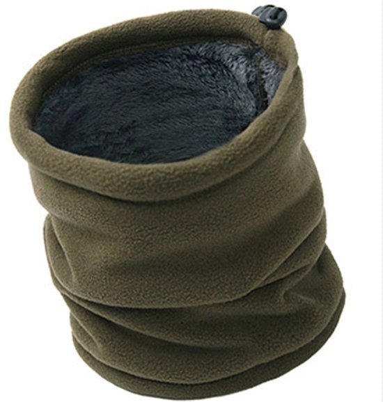 Fleece cappuccio caldo, sciarpa in fleece soffice e caldo per l'inverno, cappuccio elastico, cappuccio impermeabile per sci, maschera, cappuccio da bivacco per uomo e donna - misura universale, colore oliva.