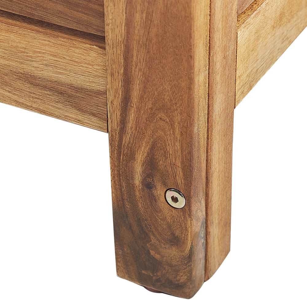 Cassa baule cesta da giardino in marrone chiaro di acacia 130 x 64 cm con coperchio per mobili da esterno