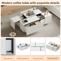 Tavolino-Xylo-100x60x40cm bianco patchwork 4 cassetti