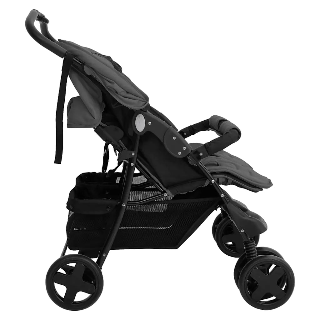 Passeggino Gemellare Grigio Scuro in Acciaio 10342