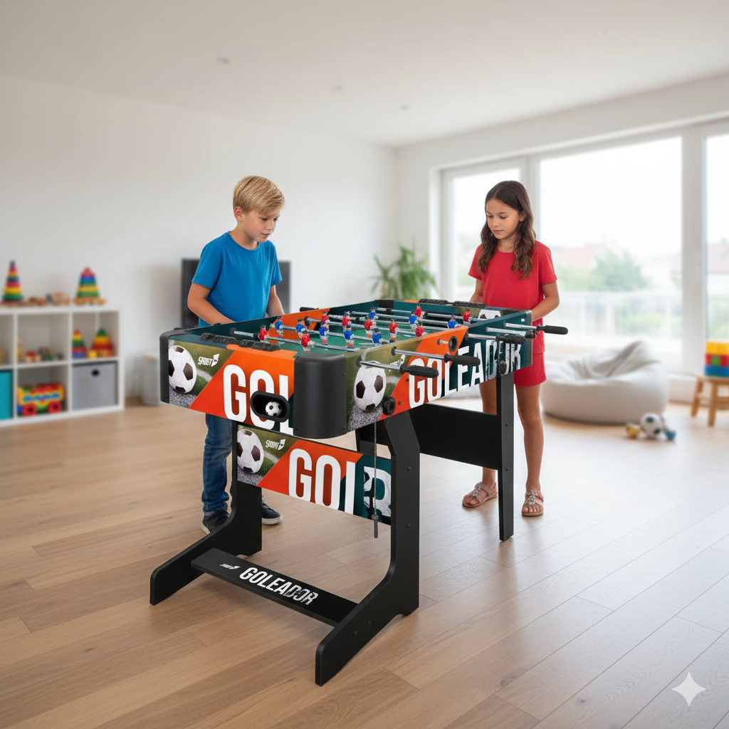 Calciobalilla Pieghevole con Aste Telescopiche 122x61x80 cm in Mdf