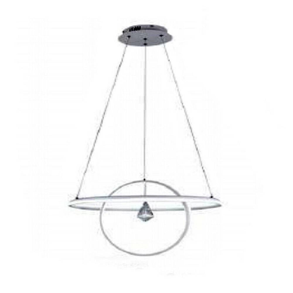 Trade Shop - Lampadario Led 70w Lampada 2 Anelli Cristallo Luce 6500k 3000k 4000k Moderno A52 -