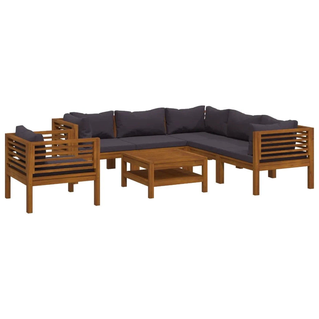 Set Divani da Giardino 7 pz con Cuscini in Massello di Acacia 3086906