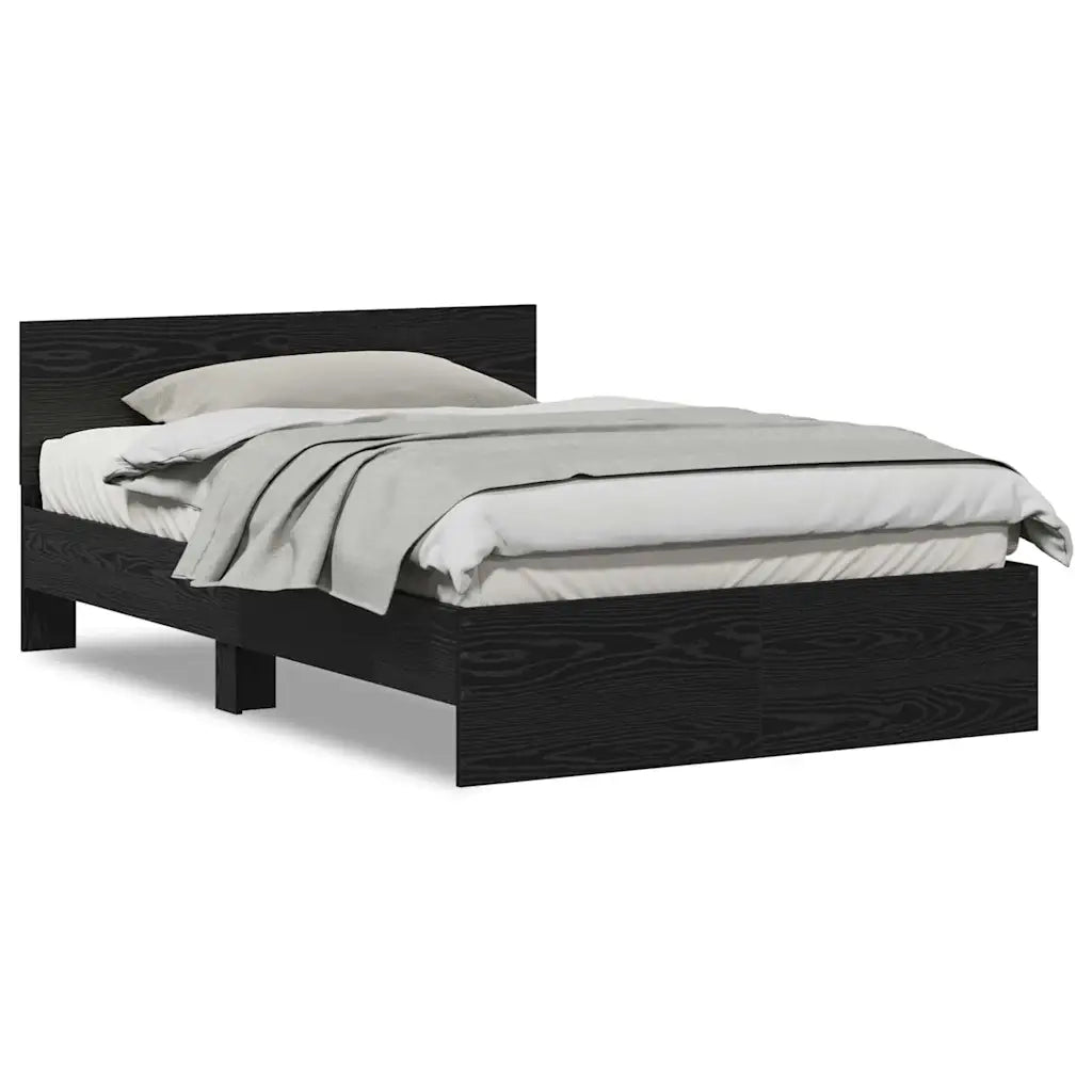 vidaXL Struttura letto con testata Rovere Nero 120 x 190 cm