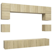Set di Mobili TV 8 pz | Armadietto TV | Mobile Porta TV Rovere Sonoma in Legno Multistrato