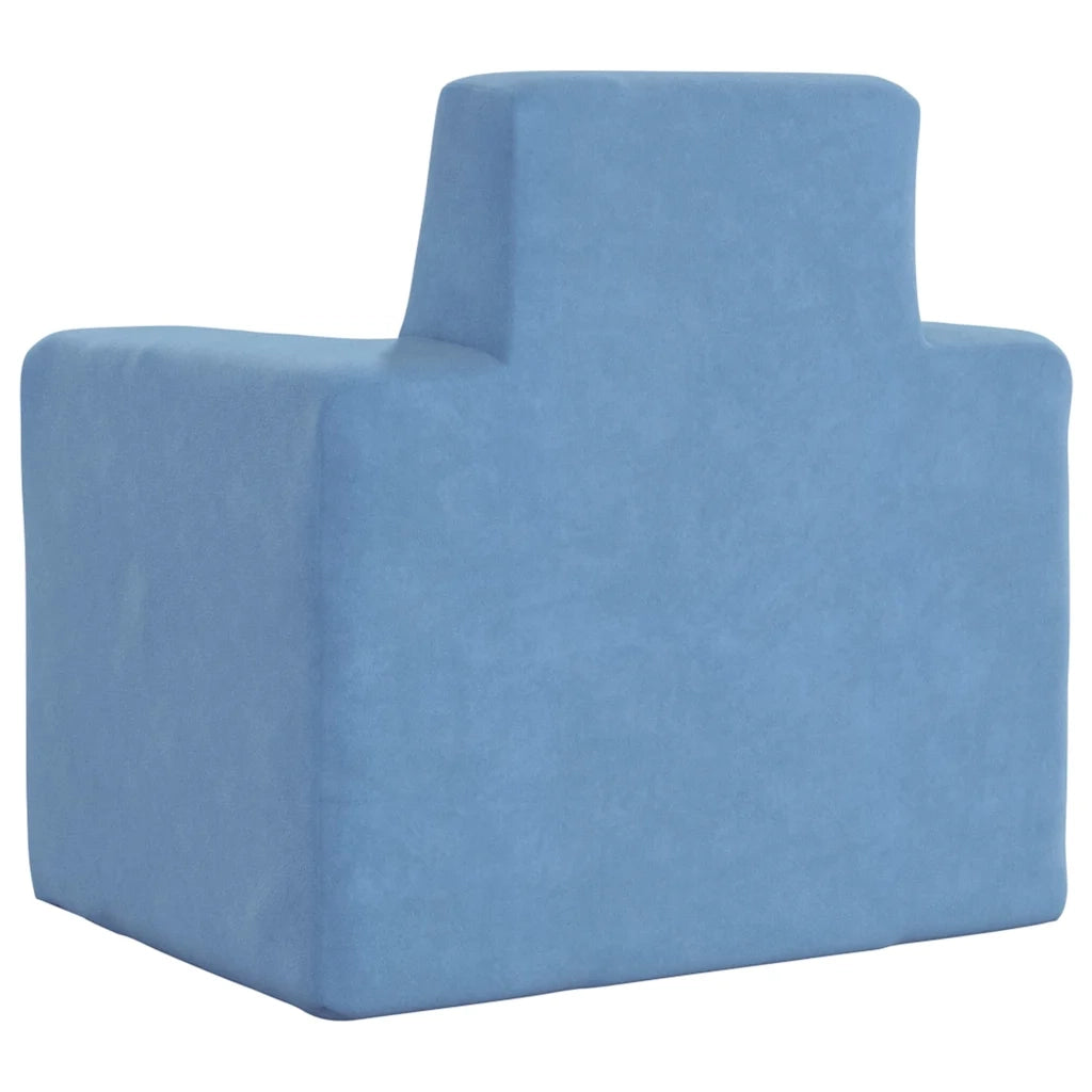 Divano per Bambini-Sofa-Divanetto Blu in Morbido Peluche 841837