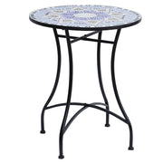 Tavolo da giardino rotondo ¨C Zephmum ¨C Blu e bianco, metallo, ?60xH71cm