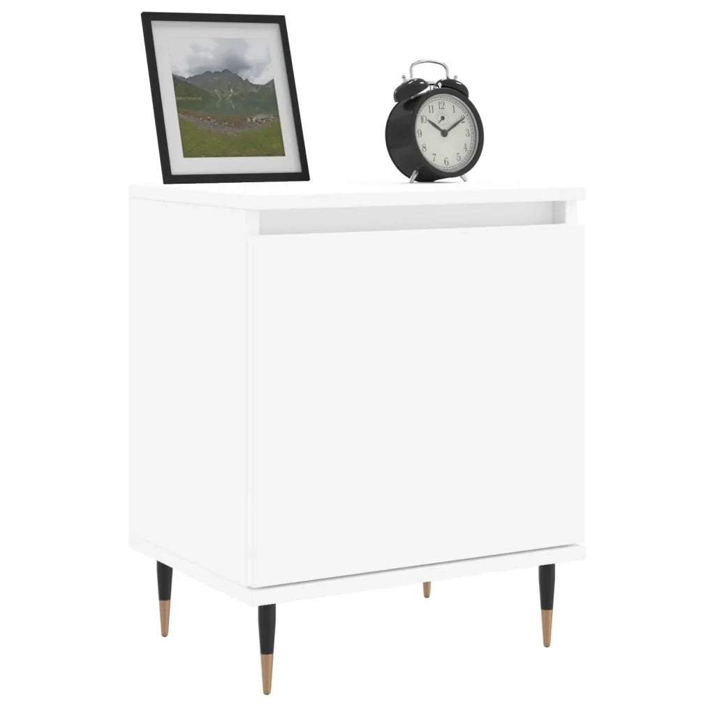 Set di 2 Comodini | Armadio da Notte | Mobiletto da notte Bianchi 40x30x50 cm in Legno Multistrato