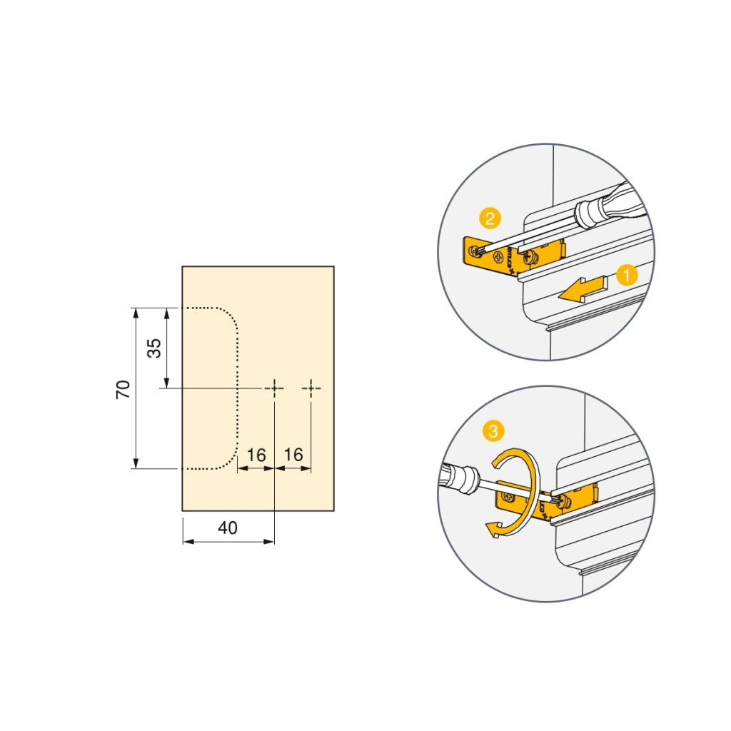 Emuca Kit profilo Gola centrale per mobili da cucina, Anodizzato opaco, Alluminio, 1 u.