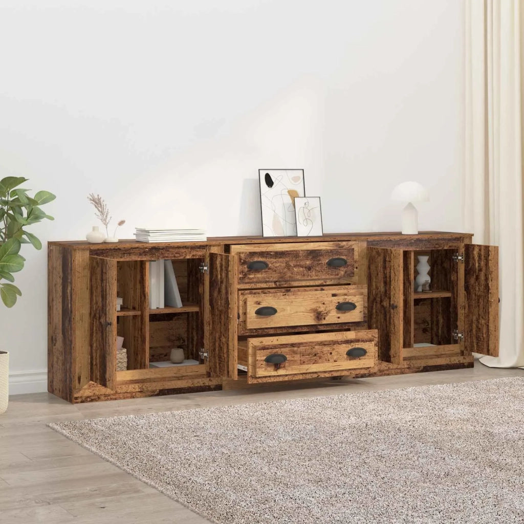 Sideboards con cassetto 3 pcs Legno antico 210 x 35,5 x 67,5 cm