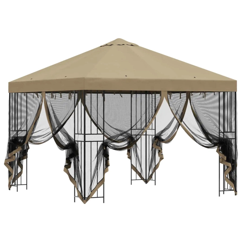 Gazebo da giardino con pareti laterali 3 x 3 m Beige