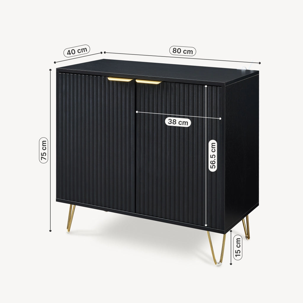 Credenza Multiuso Trondi Mobile Contenitore a 2 Ante 75 x 80 x 40 cm - Nero [en.casa]