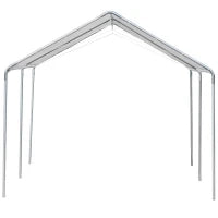Tendone per Auto in Acciaio Zincato con Kit di Ancoraggio, 5.95x2.94x2.6m - Bianco
