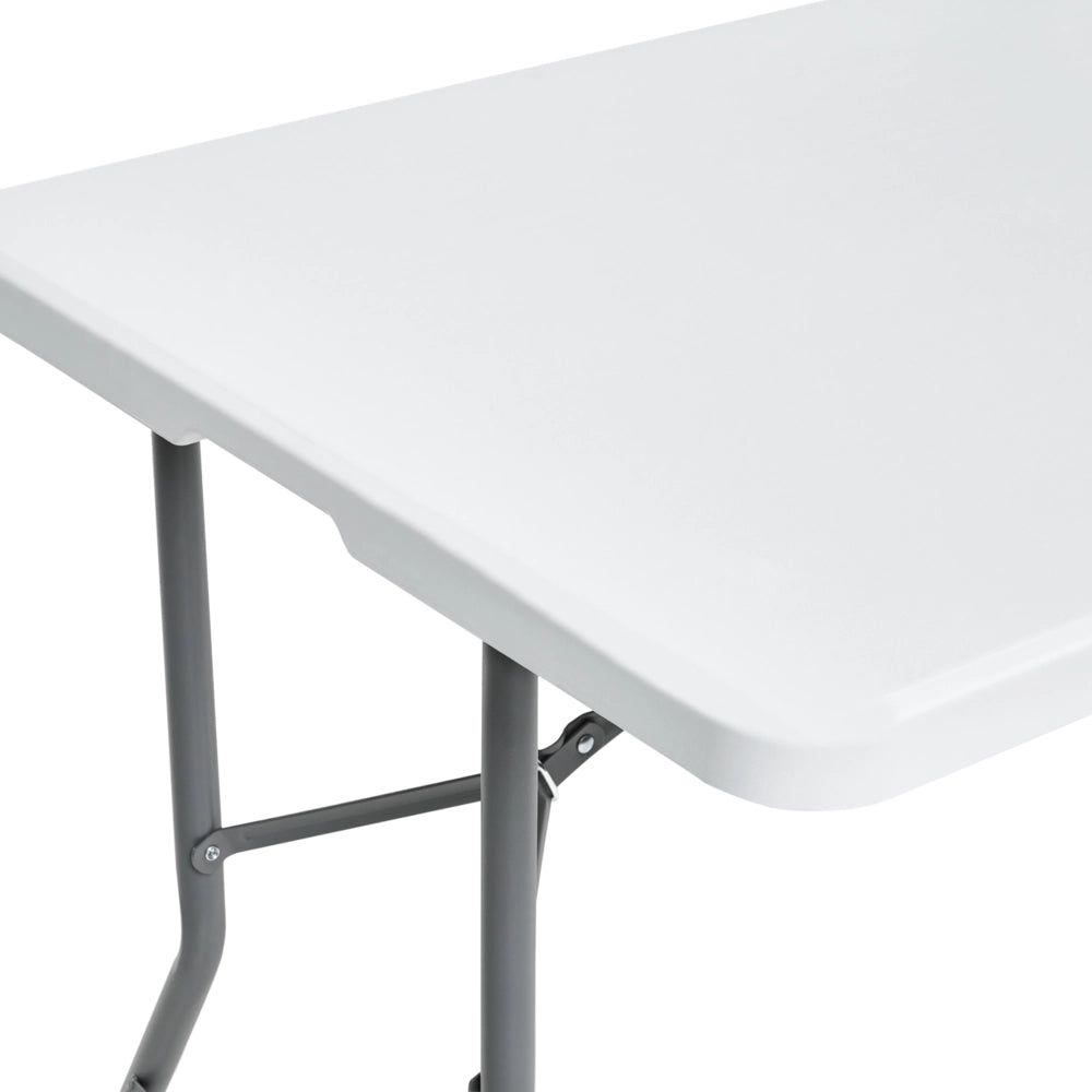 Tavolo da pranzo da giardino in materiale sintetico bianco 180 x 74 cm 6 posti a sedere rettangolare pieghevole gambe in metallo Minimalista