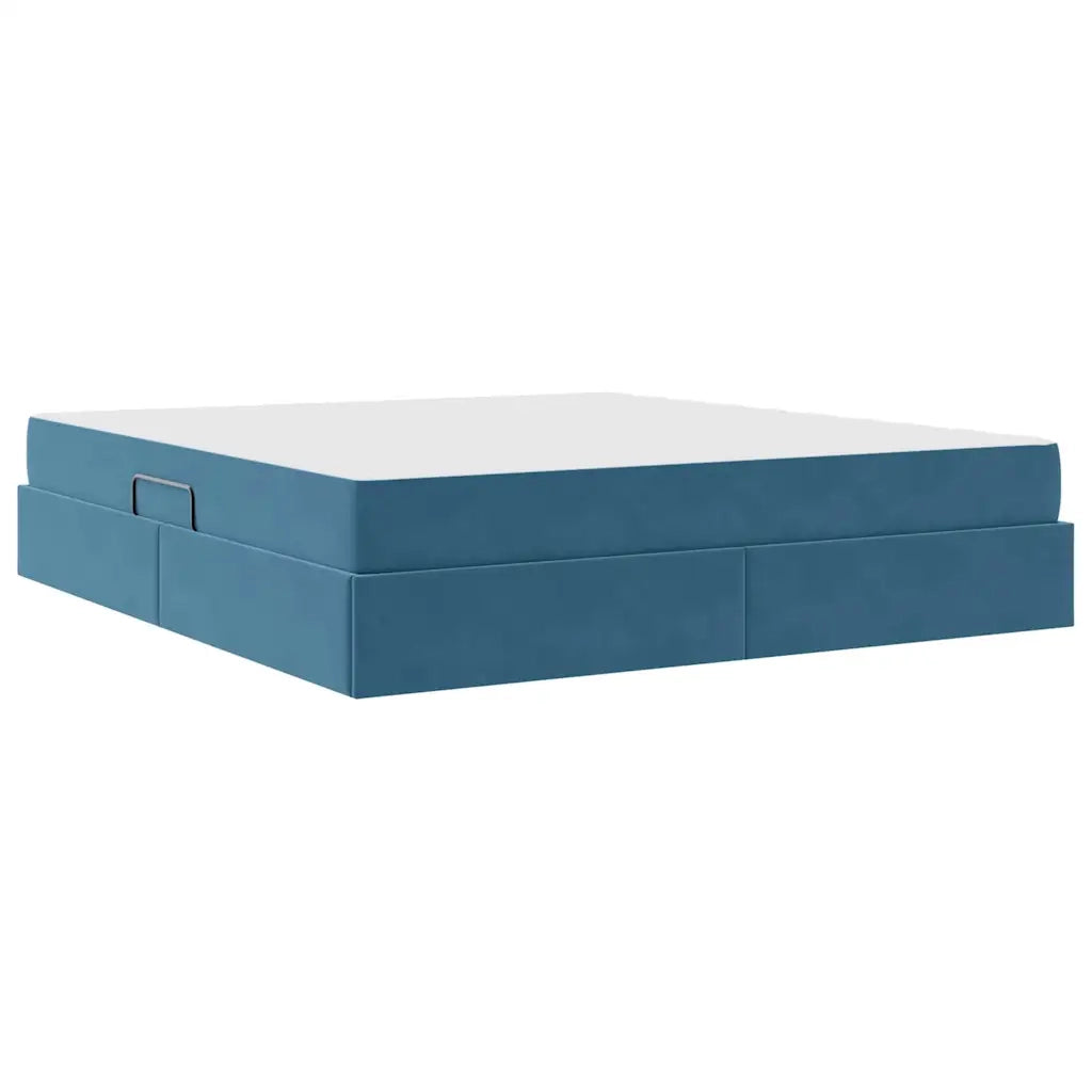 Letto con contenitore e materasso Blu Scuro 160 x 200 cm