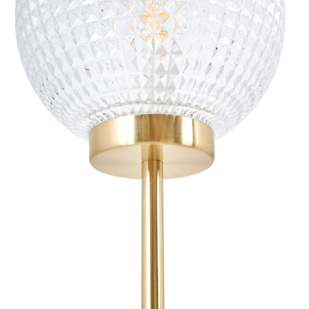 Lampada da terra con base in metallo dorato e paralume in vetro in stile moderno per soggiorno e camera da letto