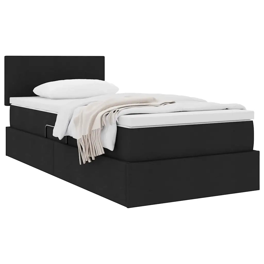 Letto con contenitore e materasso Nero 100 x 200 cm