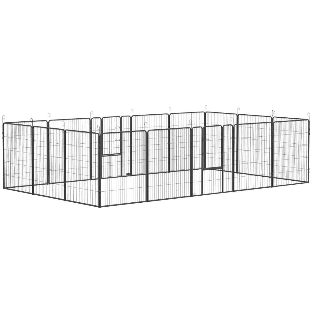 Recinto per cani modulare ¨C zephmum ¨C 16 pezzi, 2 porte, 3.2x3.2x1 m, grigio