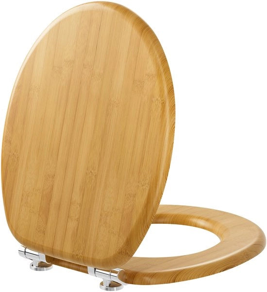 Porta toilet con chiusura softclose in legno naturale con decorazione in bambù - 175 kg di capacità di carico