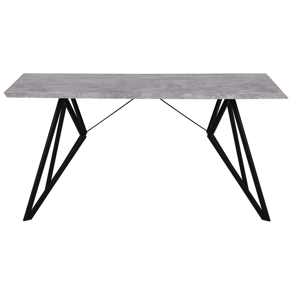 Tavolo da pranzo effetto cemento 160 x 90 cm gambe in metallo Nero cucina industriale