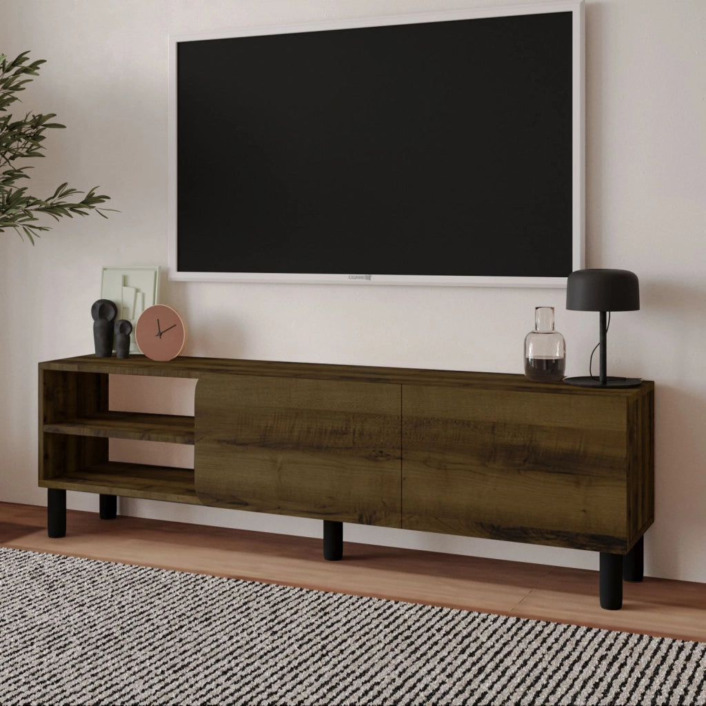 Porta TV in legno "River" - 150 x 31,4 x 48,2 cm - Noce antico