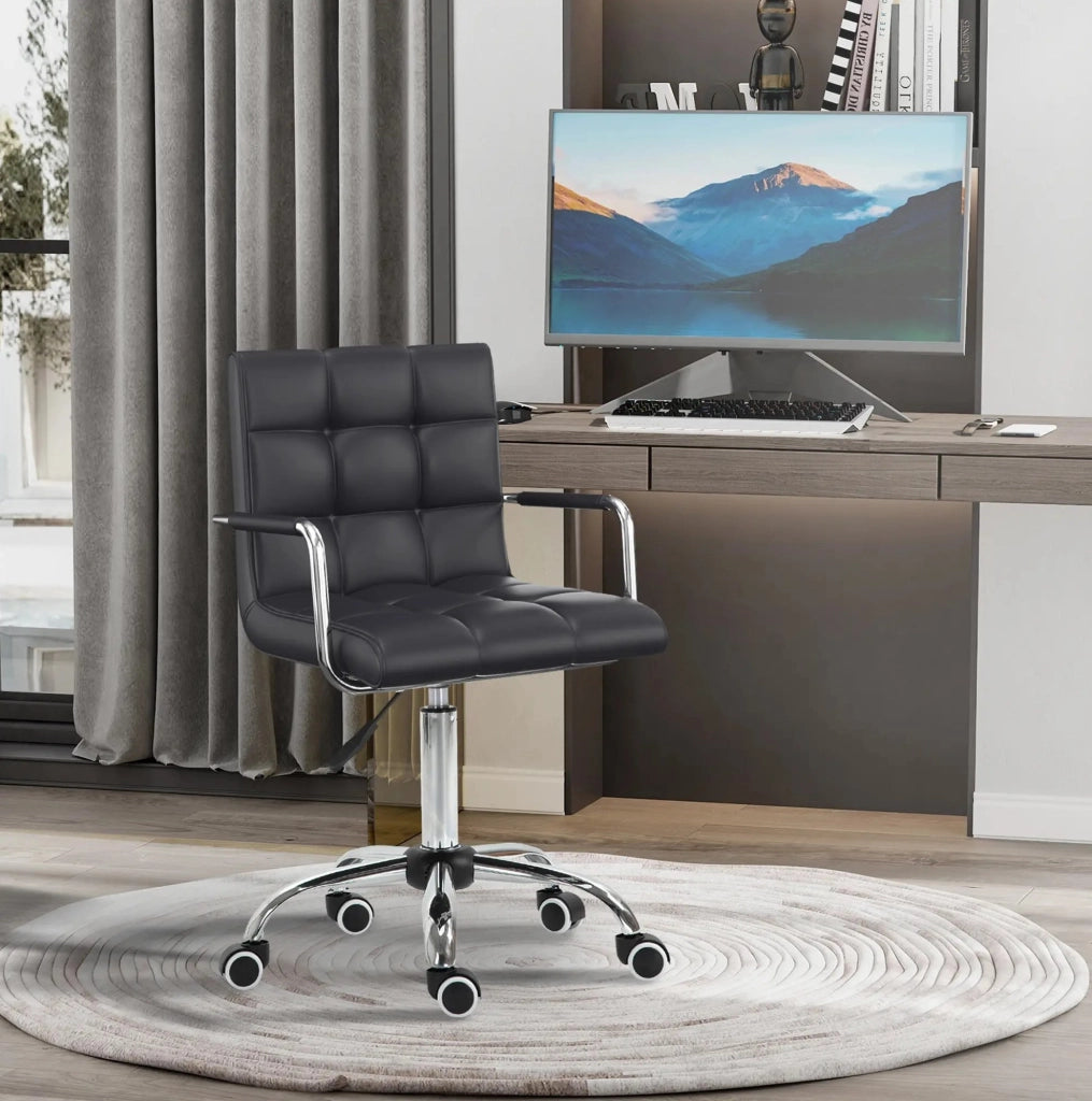 Sedia da ufficio nera – altezza regolabile 46-61 cm, con braccioli