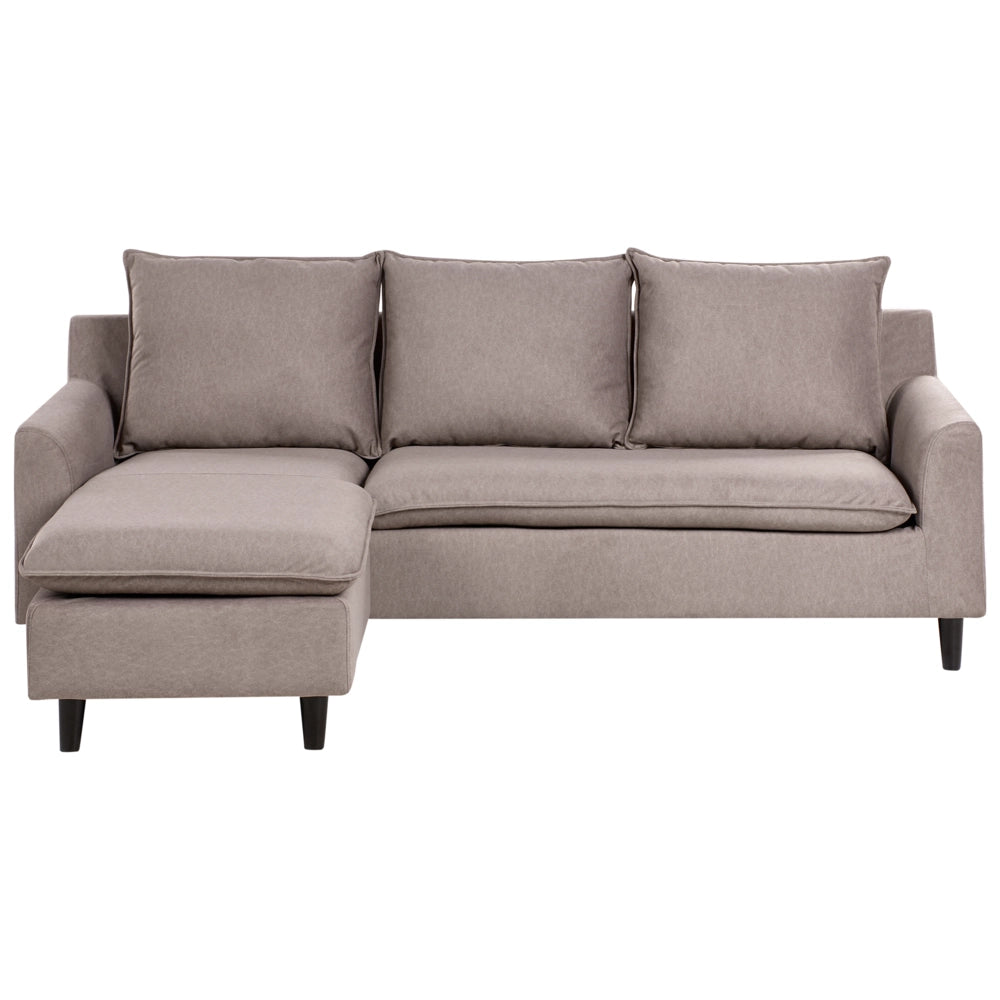 Divano componibile angolare in tessuto tortora lato destro Cuscino schienale stile moderno