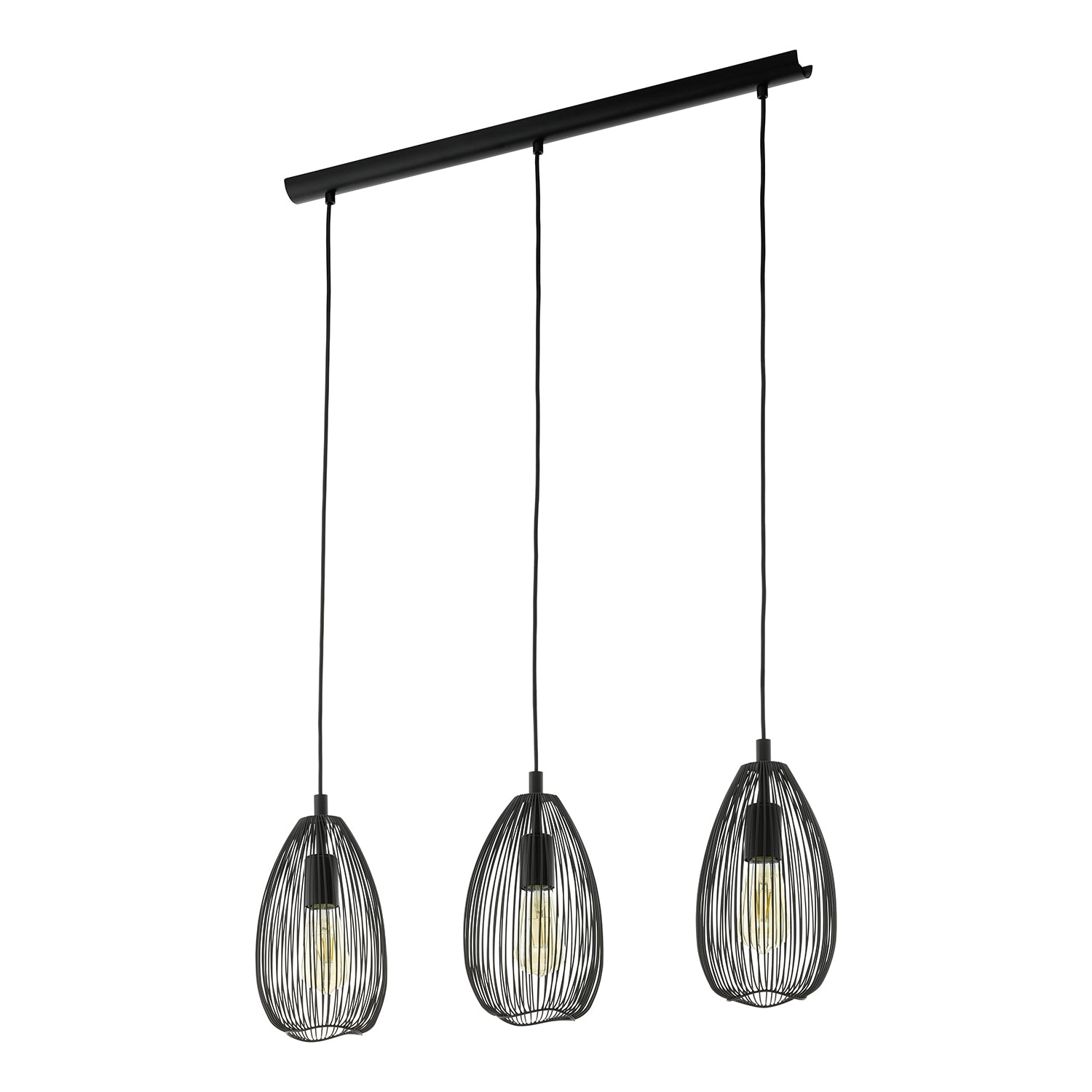 Lampadario A Sospensione Vintage Clevedon Acciaio Nero 3 Luci E27