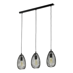 Lampadario A Sospensione Vintage Clevedon Acciaio Nero 3 Luci E27