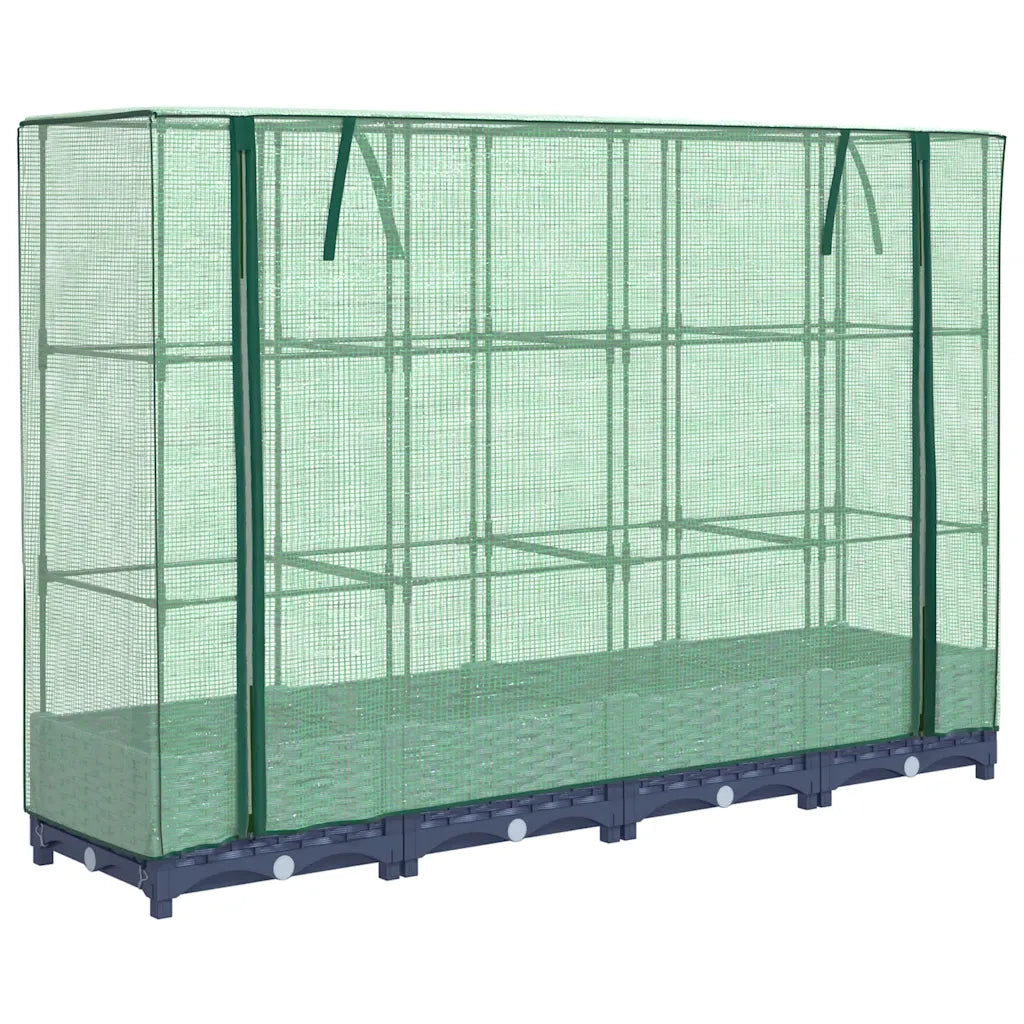 Fioriere | Cassetta per fiori | Letto rialzato con copertura per serra effetto rattan 160x40x123 cm
