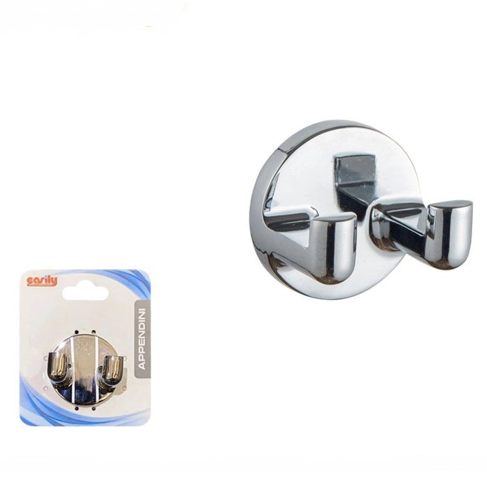 Trade Shop - Appendino Gancio Doppio Appendi Porta Asciugamani Accappatoi Cromato Bagno 79802 -