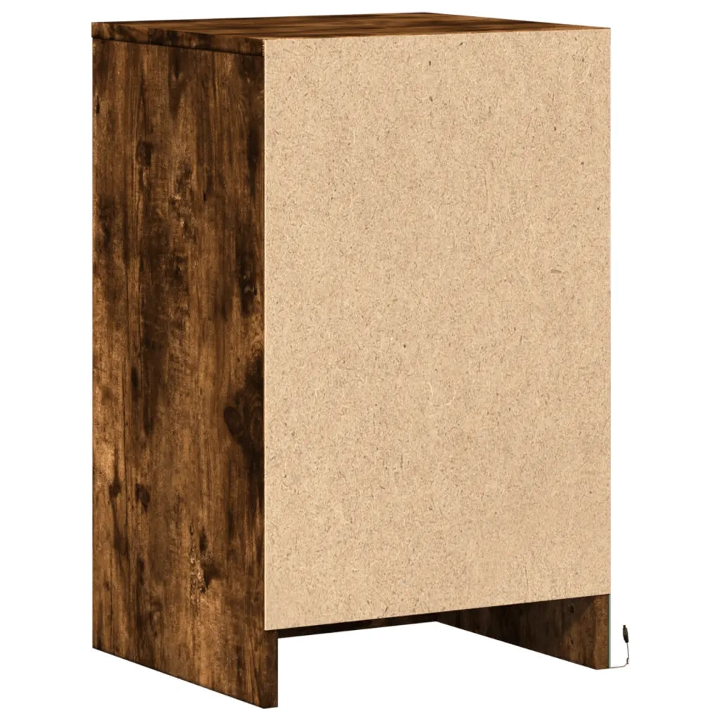 vidaXL Comodini con Luci LED 2pz Rovere Fumo in Legno Multistrato