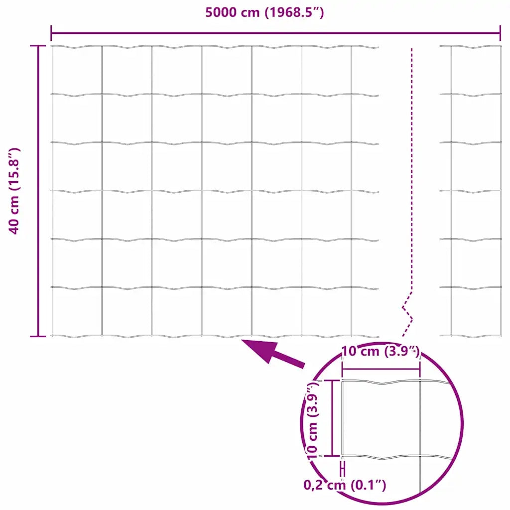 Recinzione Euro Grigio 0,4 x 50 m Ferro rivestito in PVC 42004586