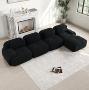 Divano angolare modulare 4 posti con chaise longue 388x178x70 cm in velluto a coste nero
