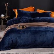 Set di coperte invernali in piuma morbida, 200 x 200 cm, tocco di cashmere morbido e caldo, trapunta a corallo con zip, blu scuro, 200 x 200 cm + 2 x 80 x 80 cm