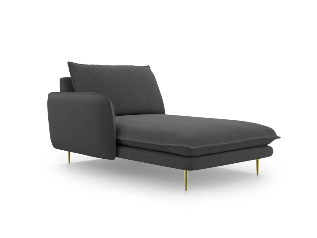 Cosmopolitan Design - Chaise longue sinistra "Vienna" in tessuto strutturato grigio scuro 