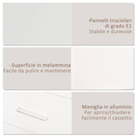 Armadio Moderno con Guardaroba 2 Ante 80x50x180 cm in Legno truciolare e Vetro Bianco