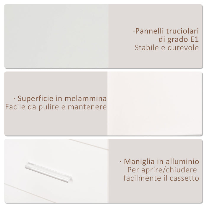 Armadio Moderno con Guardaroba 2 Ante 80x50x180 cm in Legno truciolare e Vetro Bianco