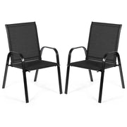 Set di 2 comode sedie da giardino da patio 56 x 72 x 90 cm con braccioli curvi e tessuto ad asciugatura rapida struttura in metallo nero 20_0011299