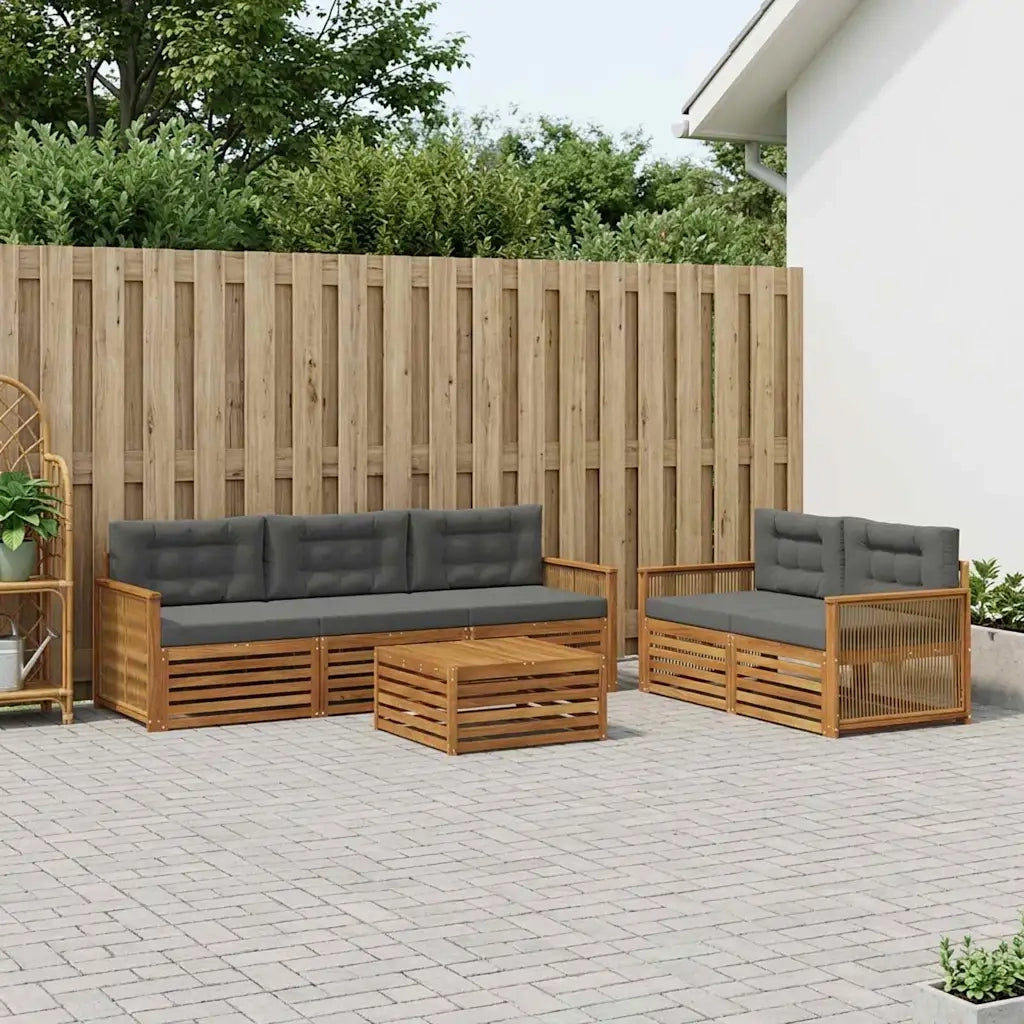 Set di divani da esterno con cuscino 6 pcs Naturale e Antracite 3383030