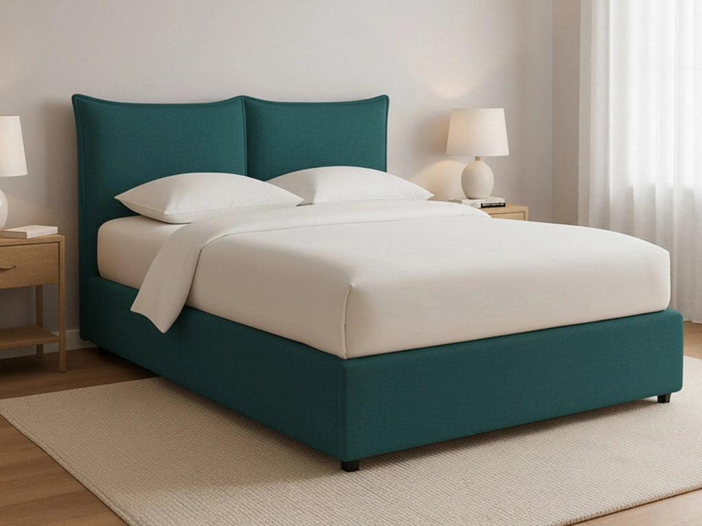 Malton, Letto Piazza e Mezza Sfoderabile Made in Italy, Verde Petrolio