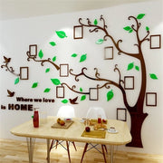 Sticker per parete 3D DIY albero genealogico per parete con cornice per foto albero per parete con cornice per foto decorazione per parete decorazione per soggiorno e camera da letto (verde sinistro, L)